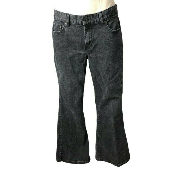 Madison Jeanswear Black Denim Jeans Trousers Womens 12 Pants Flared Distressed - Picture 6 of 10